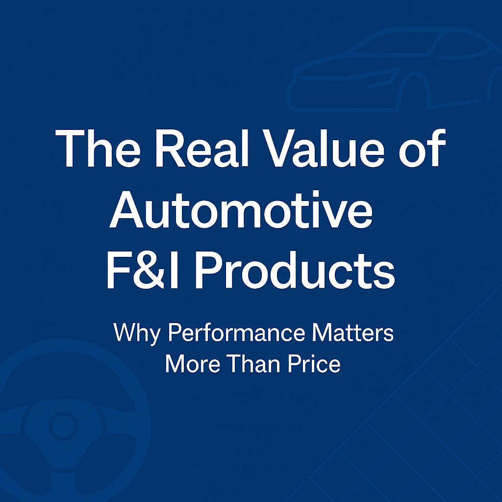 Deep blue background with faint outlines of a car and automotive parts visible in the design.