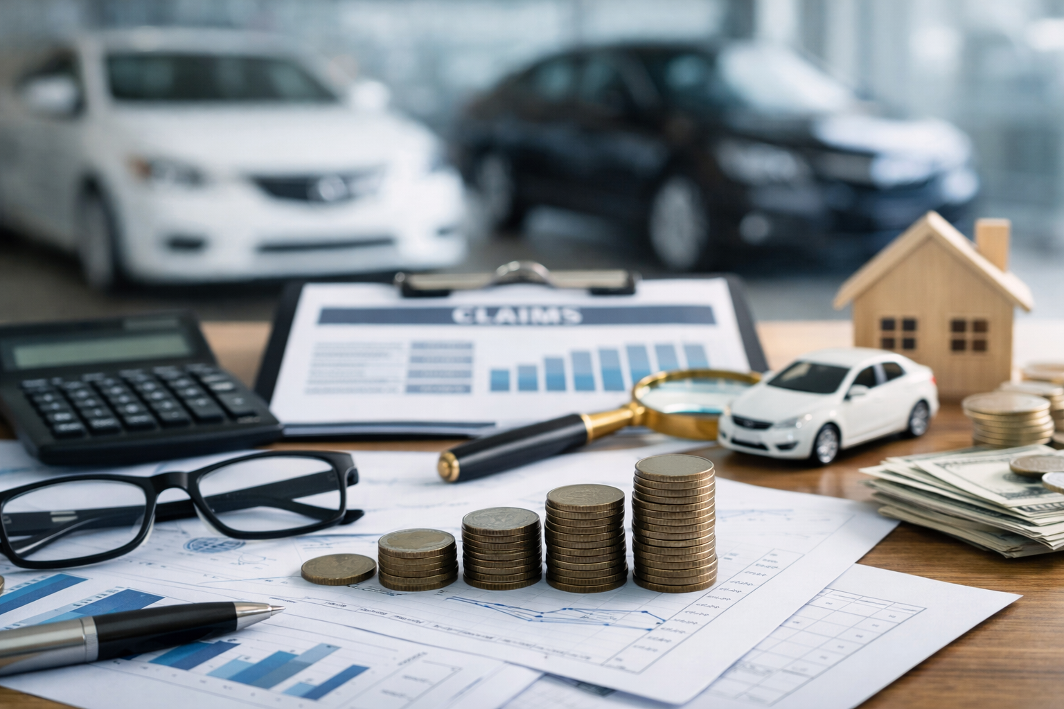 Dealer reviewing a reinsurance statement to audit fees, claims, net premium, and reserves