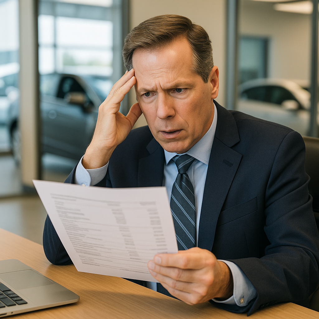Dealer reviewing reinsurance fees on a monthly statement to understand net premium and value