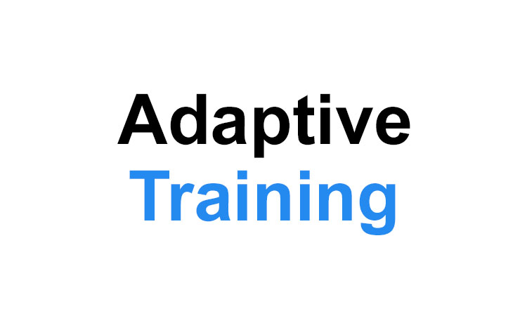 Bold text reading "Adaptive Training" in black and blue letters on white background.